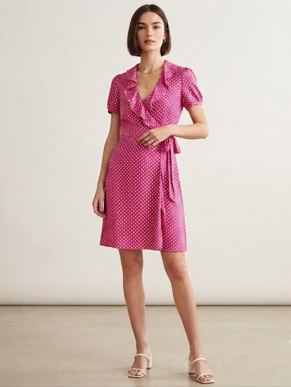 Vintage J. Crew tile print silk wrap dress 10